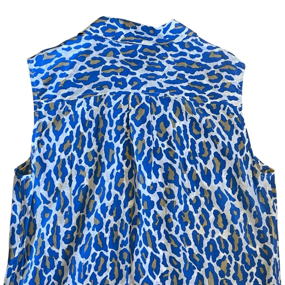 Equipment Women’s Sz XS Blue Leopard Print Silk Shift Dress Button Front Mini - Picture 8 of 10